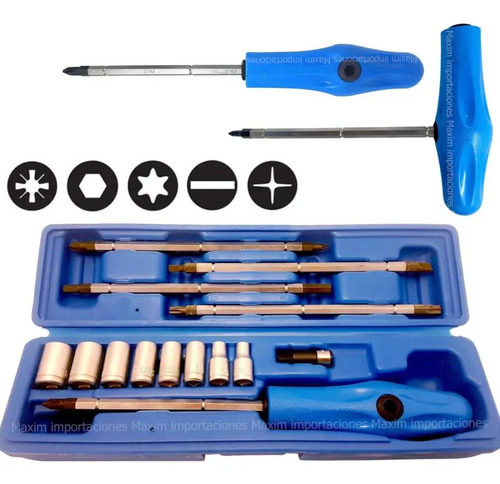 Destornillador + Puntas Y Tubos 15 Pcs - Enc 1/4 - Eurotech