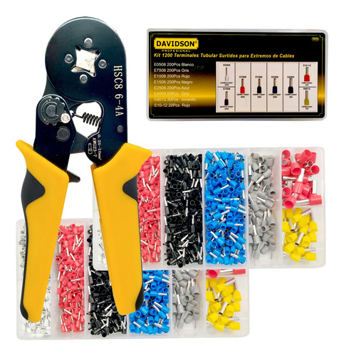 Alicate Crimpar 0.25-10mm. + 2400 Terminales | Davidson