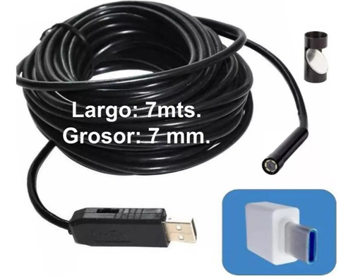 Cámara Endoscópica Boroscopio Inspección - Extra Larga 7mt. - Gruesa 7mm. - Impermeable