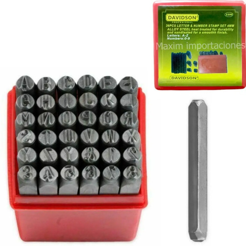 Letras Y Numeros 4mm Golpe Metal - Juego X36 | Davidson