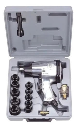 Llave Impacto Neumatica 1/2 + Dados | Davidson Profesional Plateado Y Negro