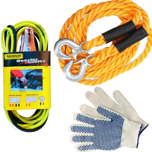 Kit Para Vehículos | Soga Remolque + Cable Batería + Guante