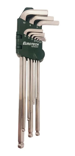 Llaves Allen Largas Milimétricas - Set 9 Piezas - Eurotech