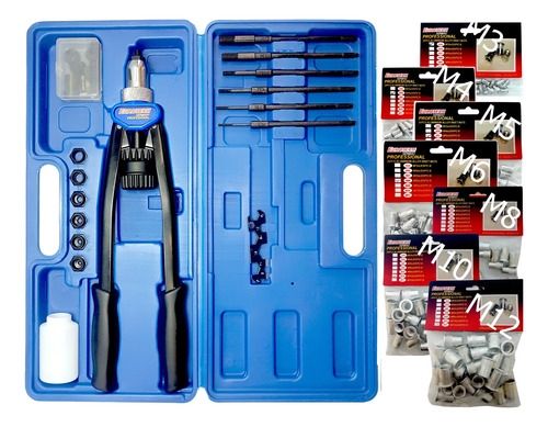 Remachadora Rosca Tuerca + Remaches M3 A M12 Full - Eurotech 6
