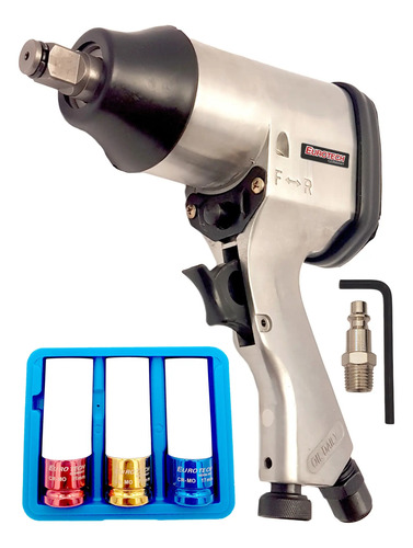 Pistola Llave Neumatica Enc 1/2 + Tubos Impacto | Eurotech Plateado