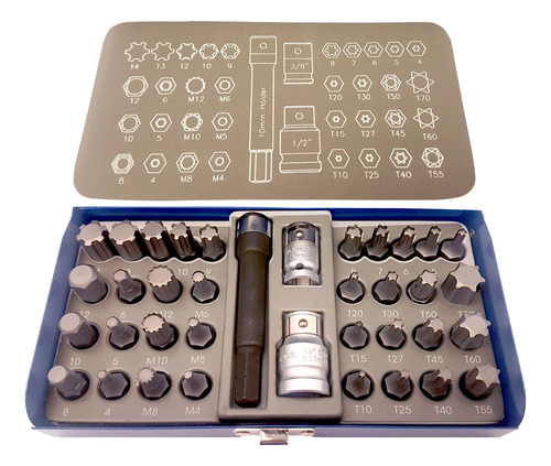 Juego Puntas Torx Ribe Hex Multi - 37 Pcs Acero S2- Eurotech