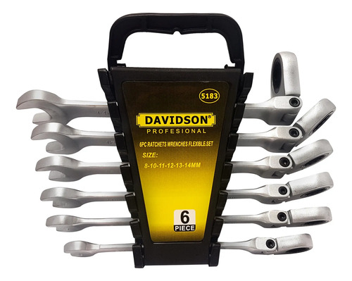 Llaves Combinadas Criquet Articuladas Juego 8-14mm. Davidson Gris