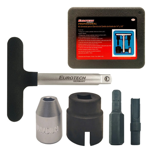 Kit Llaves Vaso Cambio De Aceite 1/4 Y 3/8 | Eurotech